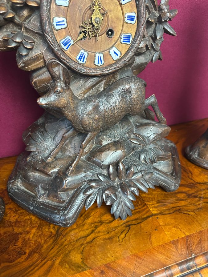 Antique Black Forest carved clock, circa 1900