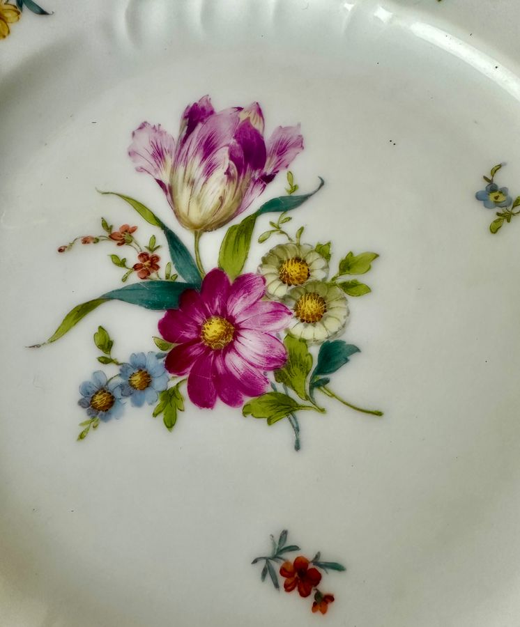 Antique Meissen  floral plate and one other