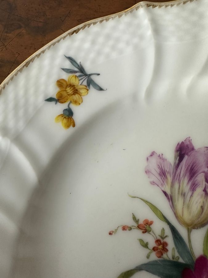 Antique Meissen  floral plate and one other