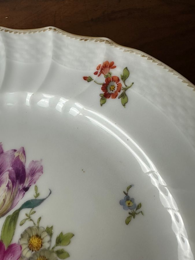 Antique Meissen  floral plate and one other