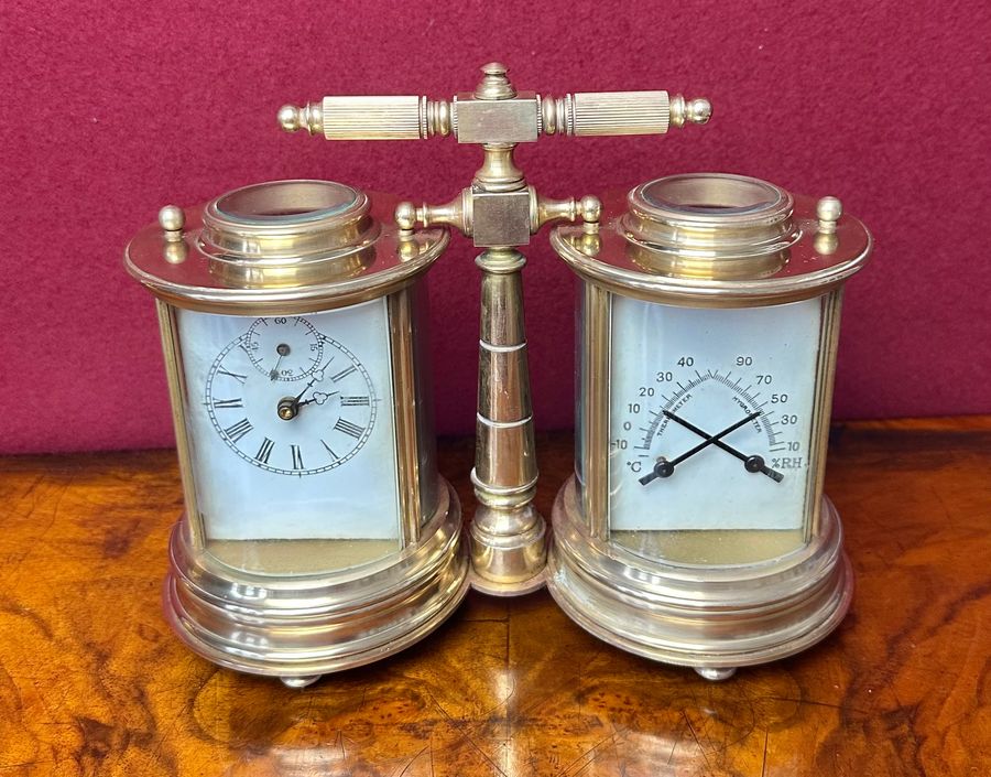 Antique Rare carriage clock barometer