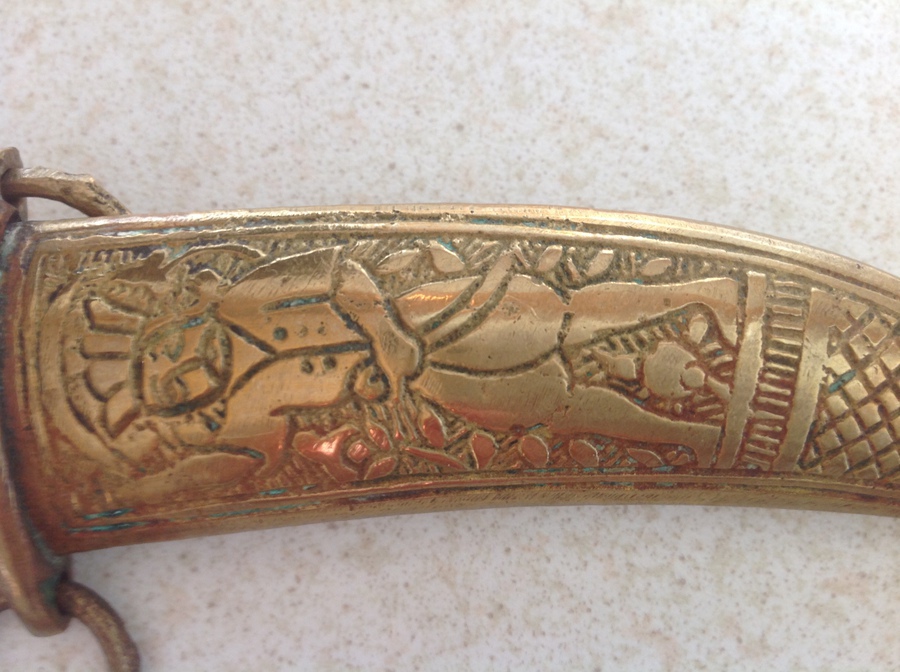 Antique a vintage arab syrian jambya scimitar dress dagger and scabbard