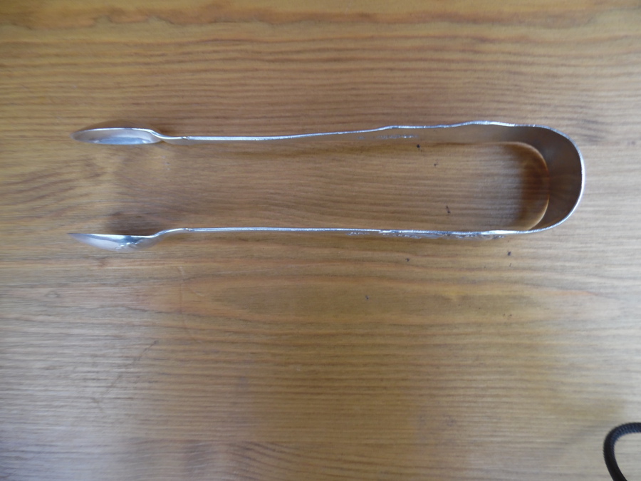 Antique Silver Sugar Tongs, Newcastle 1874 .