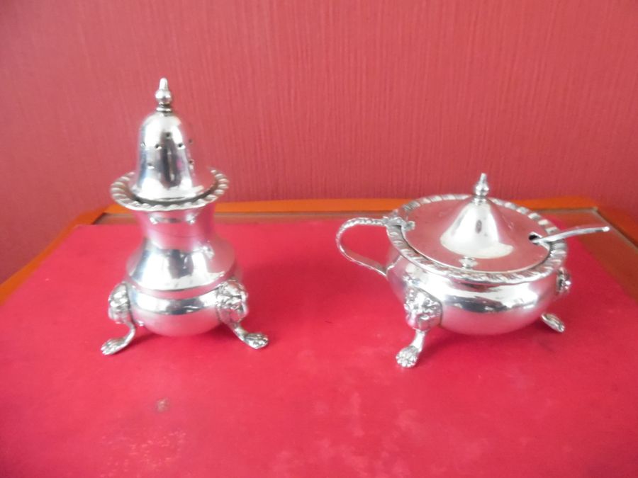 Silver Plate Mustard Pot &  Pepper Pot