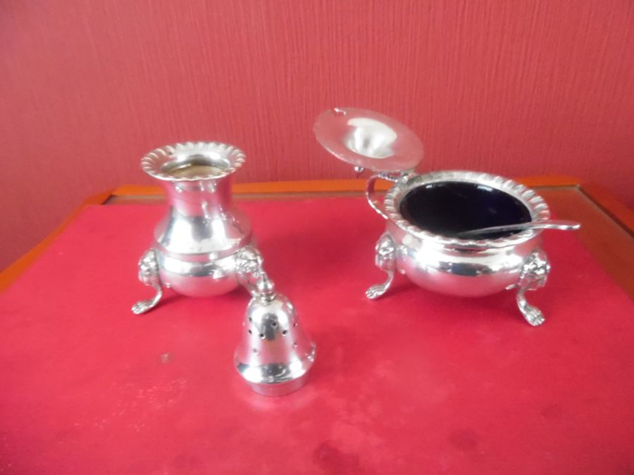 Antique Silver Plate Mustard Pot &  Pepper Pot