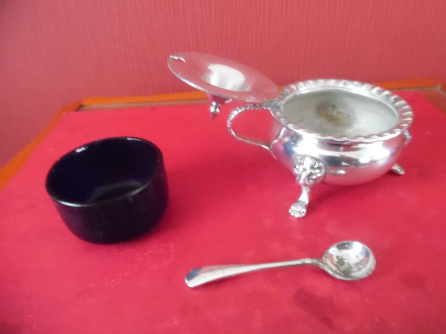 Antique Silver Plate Mustard Pot &  Pepper Pot