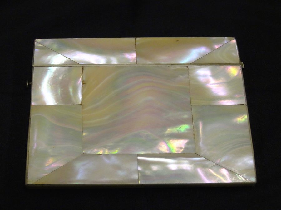 Antique Antique Victorian Mother Of Pearl Card Case, British Made, Circa 19th Century