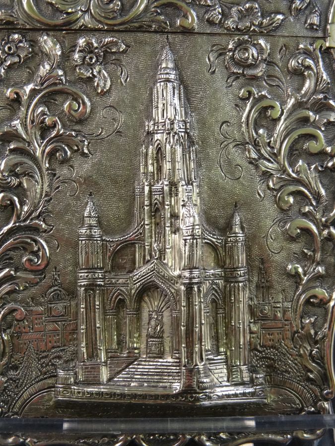 Antique Antique Victorian Silver Castle-Top Card Case, Birmingham, Frederick Matthews, Circa 1845