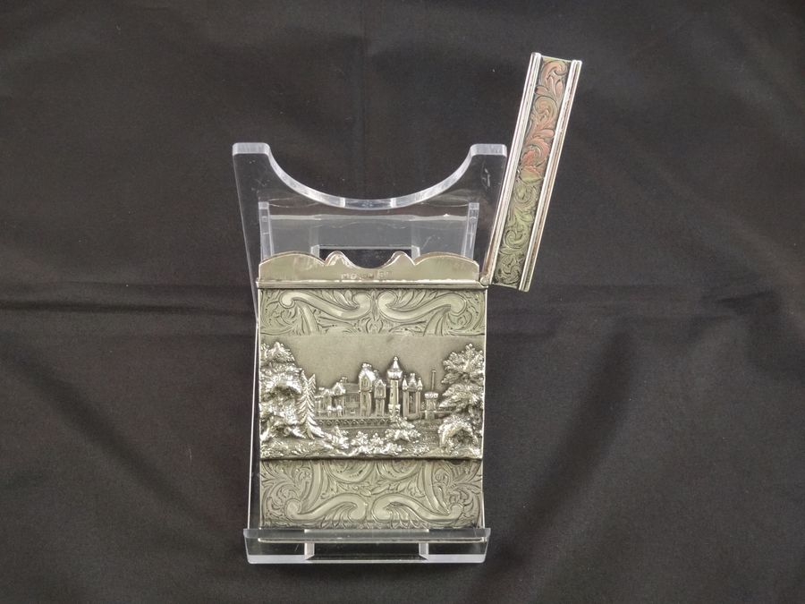 Antique Antique Victorian Silver Castle-Top Card Case, Birmingham, Gervase Wheeler, Circa 1837/1839