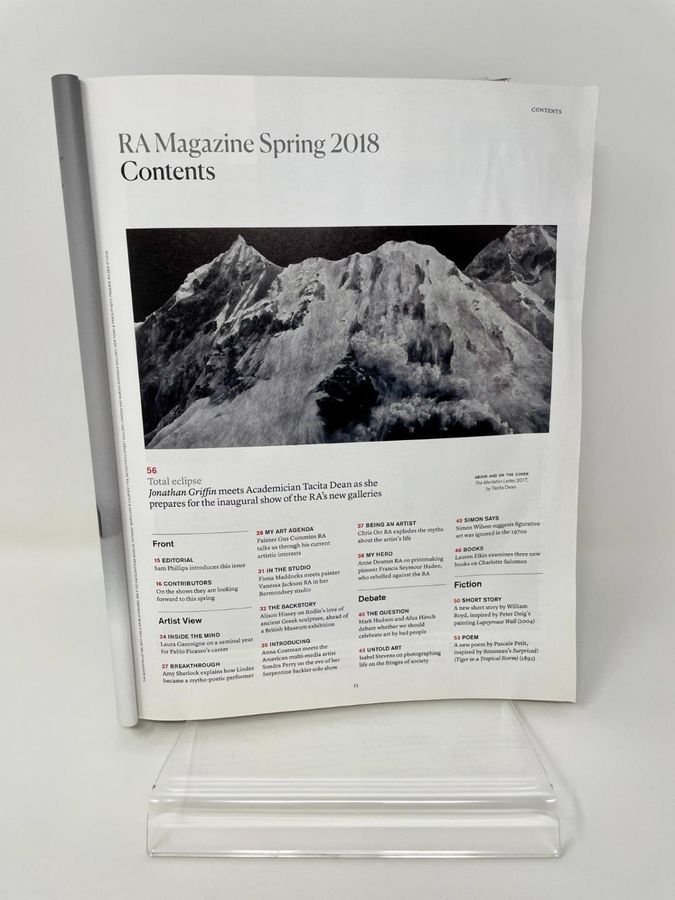 Antique RA, Royal Academy Of Arts Magazine, Number 138, Spring 2018, Tacita Dean Cover
