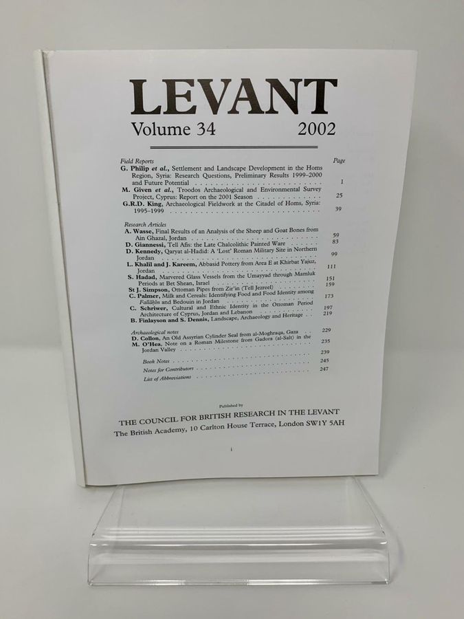Antique Levant, Volume 34, 2002, ISSN 0075-8914, Council For British Research In Levant