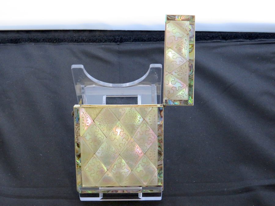 Antique Antique Victorian Mother Of Pearl Card Case, Abalone Borders, Circa 19th Century