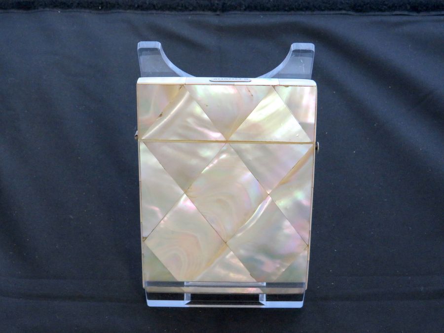Antique Antique Victorian Mother Of Pearl Card Case, Abalone Panels, Circa 19th Century