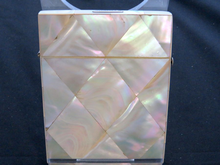 Antique Antique Victorian Mother Of Pearl Card Case, Abalone Panels, Circa 19th Century