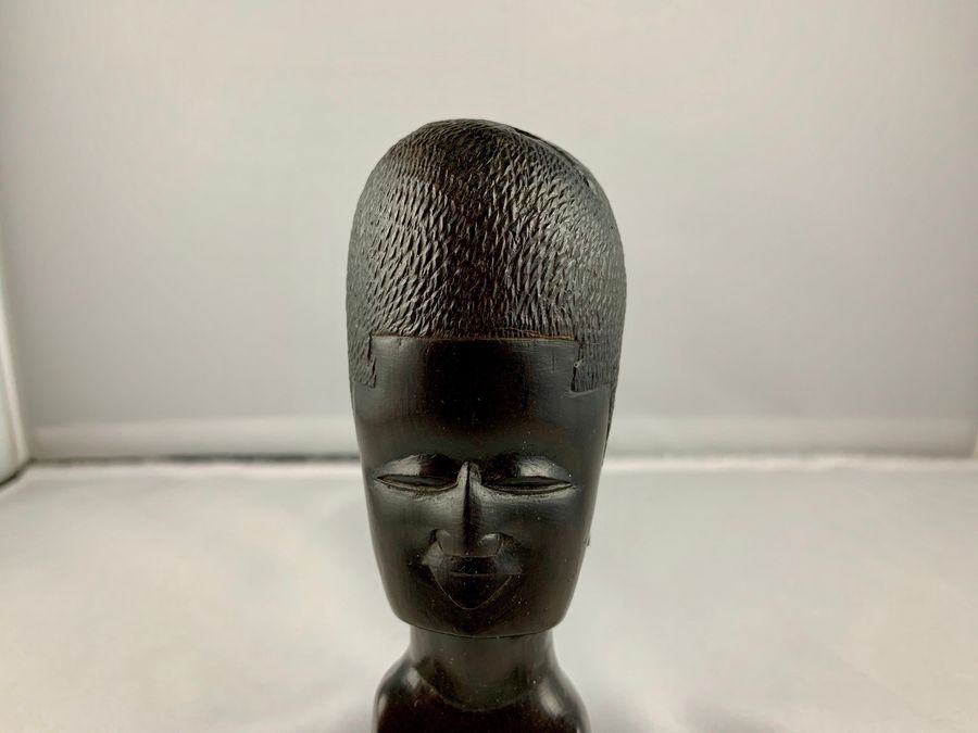 Antique Male African Mahogany Bust, African Craftsman Of Kenya, Circa Late 20th Century