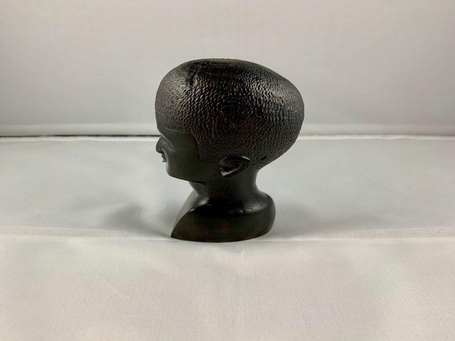 Antique Male African Mahogany Bust, African Craftsman Of Kenya, Circa Late 20th Century