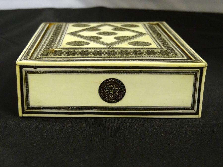 Antique Antique Anglo-Indian Silver Or Pewter Inlaid Box, Circa 2nd Half 19th Century