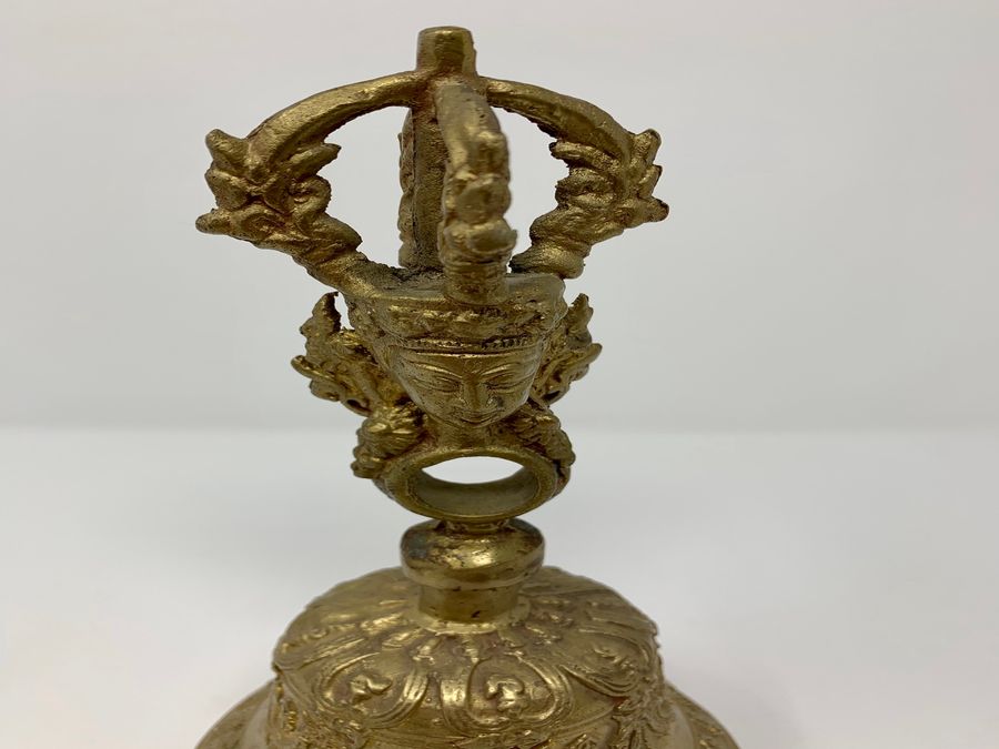 Antique Tibetan Ritual Bell, Tibetan Style And Vajra Finial, Nepal Made, Circa 20th Century