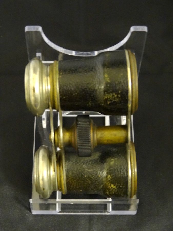 Antique Victorian Metal And Leather Opera Glasses, The Touring Club, Circa 19th Century