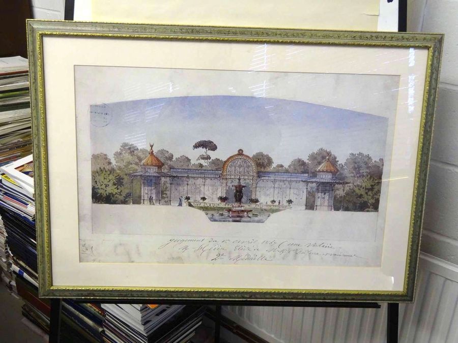 Coloured Print Of An Ornamental Building, Pavilion Proposal, Circa 20th Century