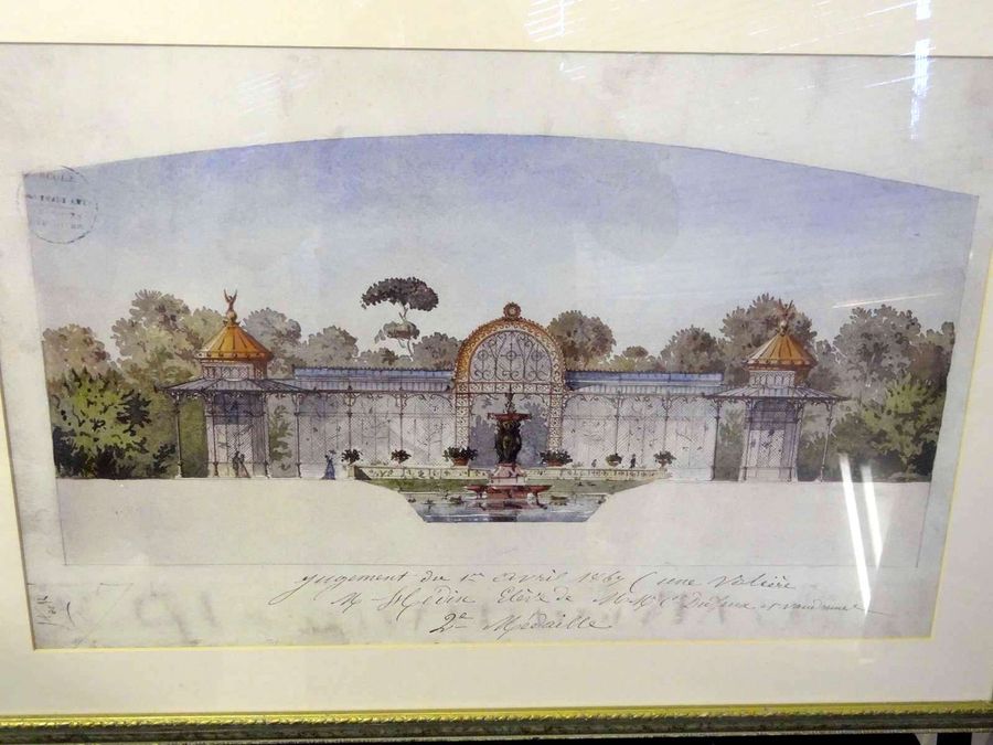 Antique Coloured Print Of An Ornamental Building, Pavilion Proposal, Circa 20th Century