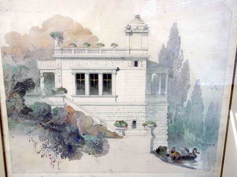 Antique Coloured Print Of An Ornamental Building, Circa 20th Century