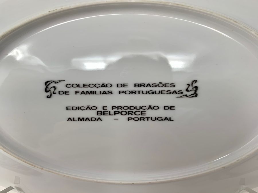 Antique Belporce Porcelain Plate, Coleccao De Brasoes De Familias Portuguesas, Circa Late 20th Century