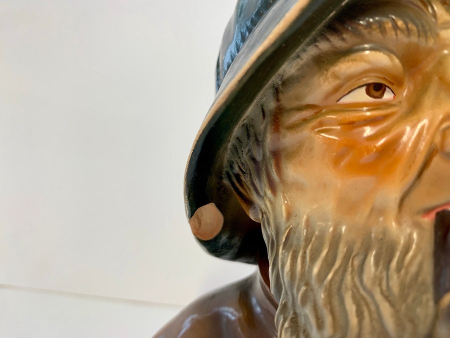 Antique Portuguese Pottery Bust Of A Fisherman, Souvenir Of Nazare, Circa 1950's