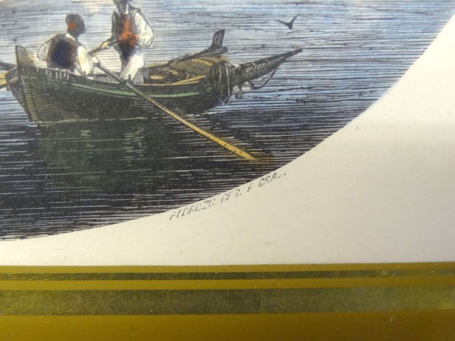 Antique Maritime Scene Modern Reproduction Engraving, Pedrozo, Circa Late 20th Century