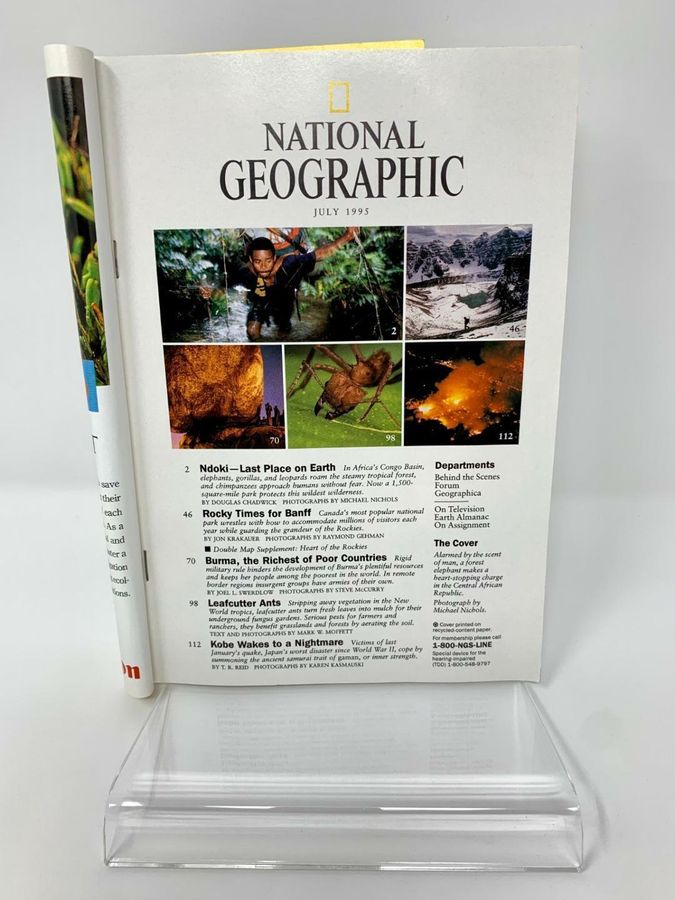 Antique National Geographic Magazine, July 1995, Volume 188, Number 1, Heart Of The Rockies Map