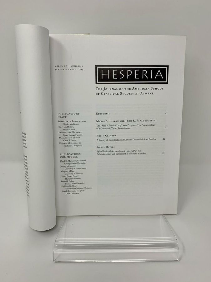 Antique Hesperia, Volume 73, Number 1, January-March 2004, Pages 1-120, ISSN 0018-098X