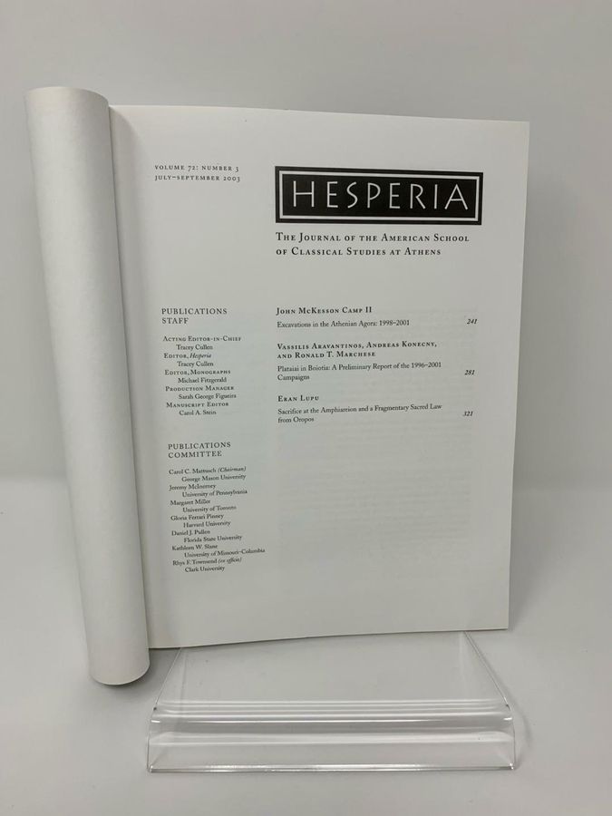 Antique Hesperia, Volume 72, Number 3, July-September 2003, Pages 241-340, ISSN 0018-098X