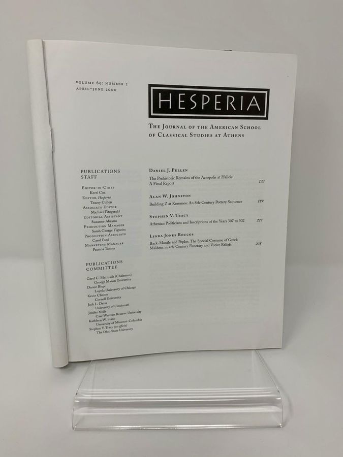 Antique Hesperia, Volume 69, Number 2, April-June 2000, Pages 133-266, ISBN 87661-500-0