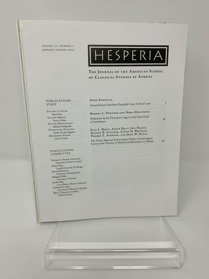 Antique Hesperia, Volume 72, Number 1, January-March 2003, Pages 1-120, ISSN 0018-098X