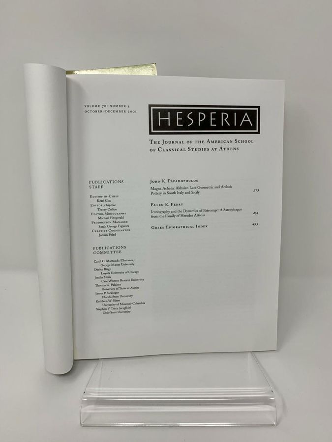 Antique Hesperia, Volume 70, Number 4, October-December 2001, Pages 373-494, 87661-500-0