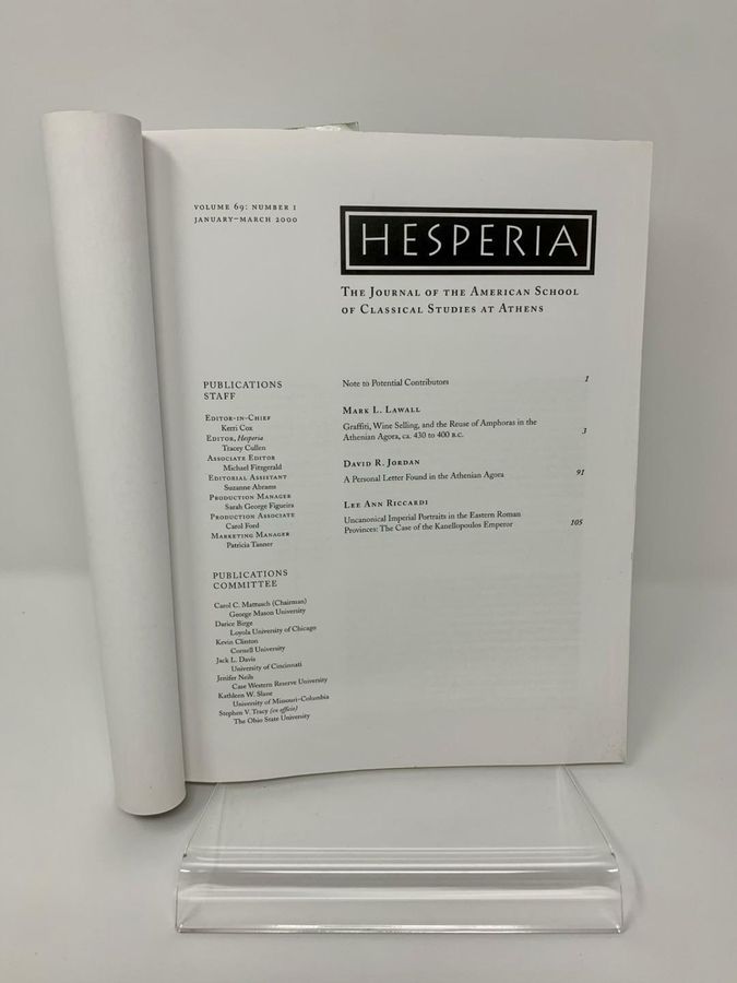 Antique Hesperia, Volume 69, Number 1, January-March 2000, Pages 1-132, ISBN 87661-500-0