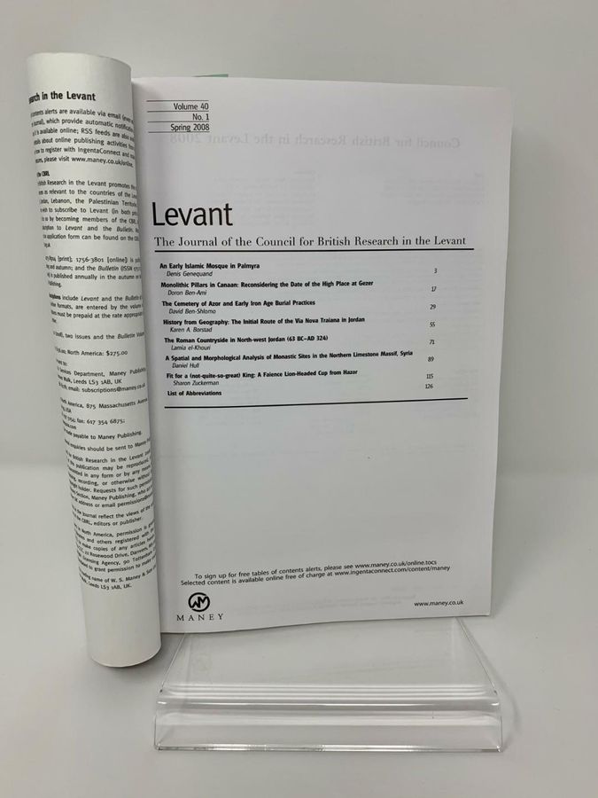 Antique Levant, Volume 40, Number 1, Spring 2008, Council For British Research In Levant
