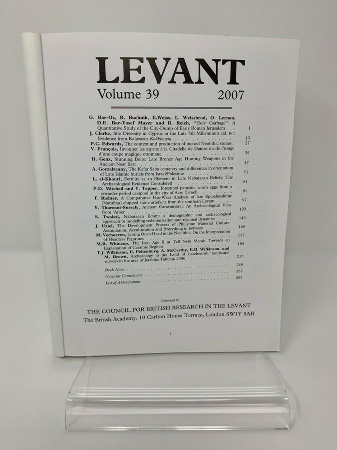 Antique Levant, Volume 39, 2007, ISSN 0075-8914, Council For British Research In Levant