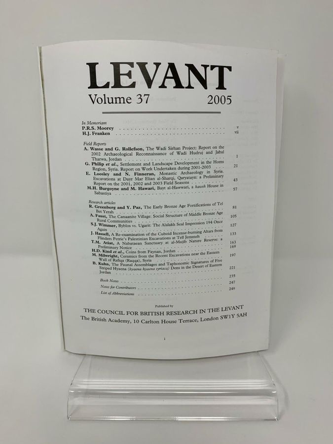 Antique Levant, Volume 37, 2005, ISSN 0075-8914, Council For British Research In Levant