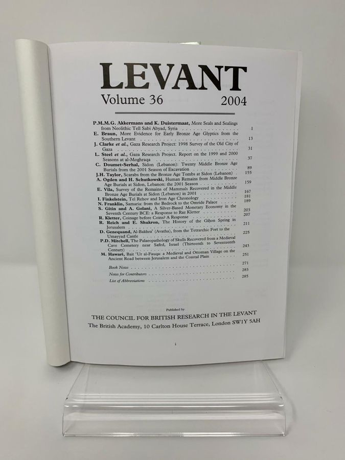 Antique Levant, Volume 36, 2004, ISSN 0075-8914, Council For British Research In Levant