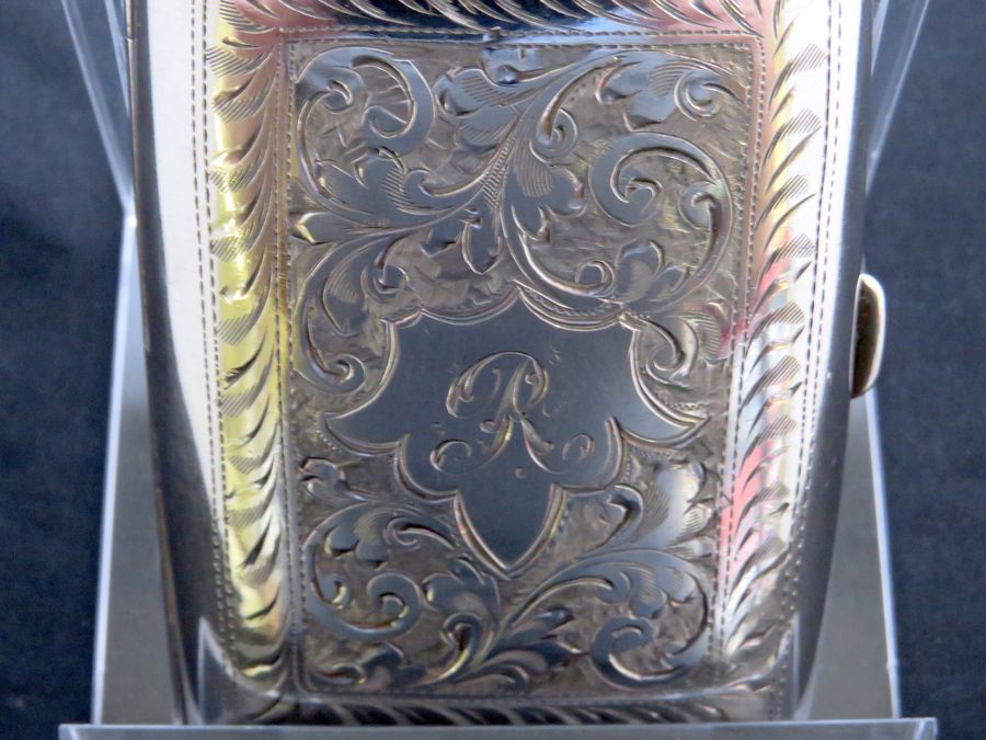 Antique Antique Edwardian Silver Cigarette Case, Birmingham, Unknown Maker, Circa 1905