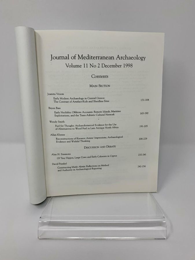 Antique Journal Of Mediterranean Archaeology, Volume 11, Number 2, December 1998, 0952-7648