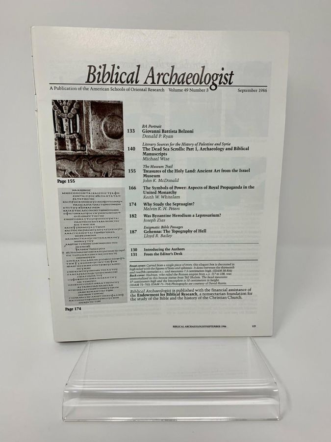 Antique Biblical Archaeologist, Volume 49, Number 3, September 1986, ISSN 0006-0895,ASOR