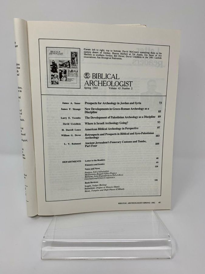 Antique Biblical Archaeologist, Spring 1982, Volume 45, Number 2, ISSN 0006-0895, ASOR