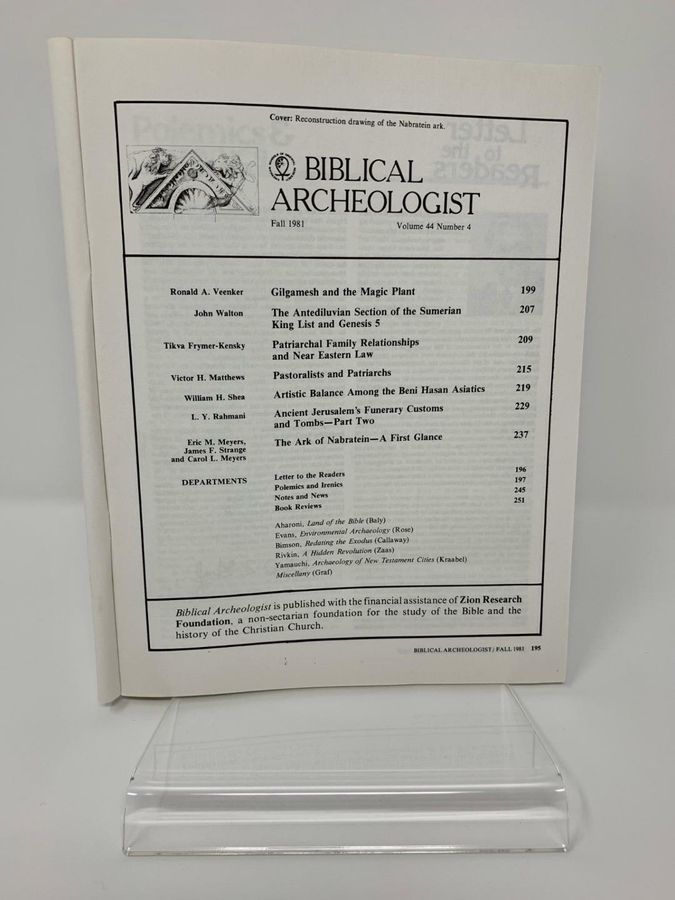 Antique Biblical Archaeologist, Fall 1981, Volume 44, Number 4, ISSN 0006-0895, ASOR