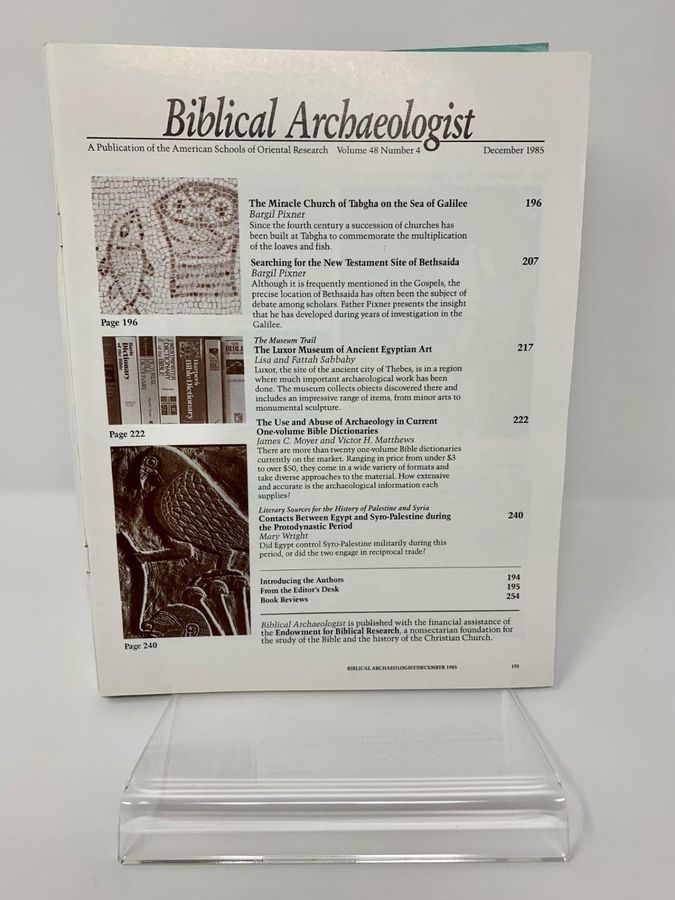 Antique Biblical Archaeologist, Volume 48, Number 4, December 1985, ISSN 0006-0895, ASOR
