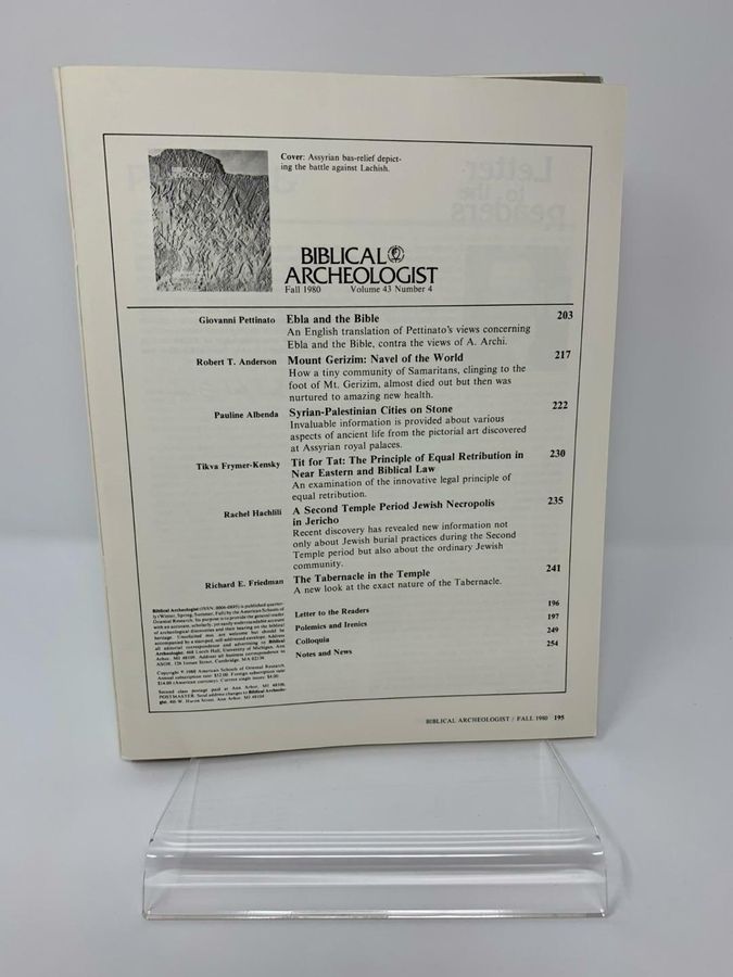 Antique Biblical Archaeologist, Fall 1980, Volume 43, Number 4, ISSN 0006-0895, ASOR