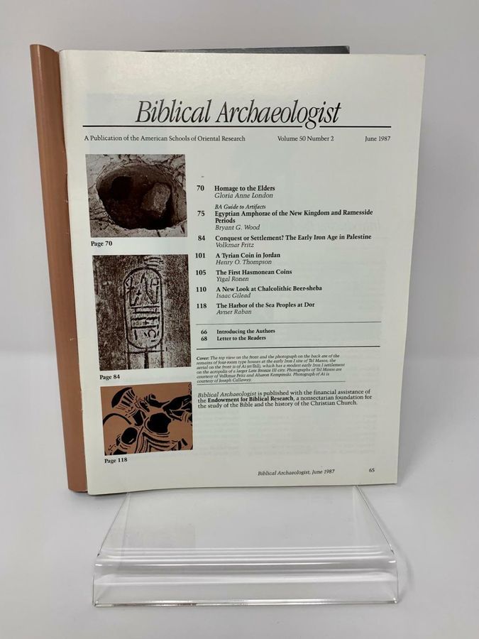 Antique Biblical Archaeologist, Volume 50, Number 2, June 1987, ISSN 0006-0895, ASOR