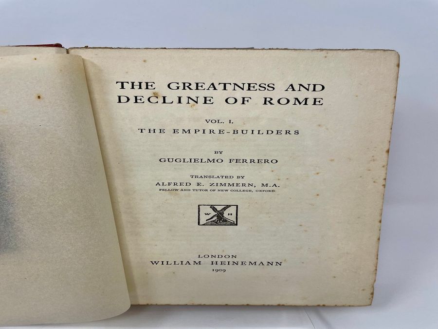 Antique Five Volumes Of The Greatness And Decline Of Rome, Guglielmo Ferrero, Circa 1909