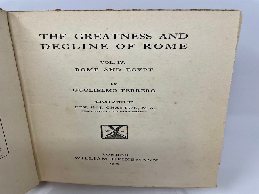 Antique Five Volumes Of The Greatness And Decline Of Rome, Guglielmo Ferrero, Circa 1909